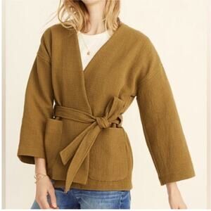 Madewell Texture & Thread Wrap Jacket in Spiced Olive